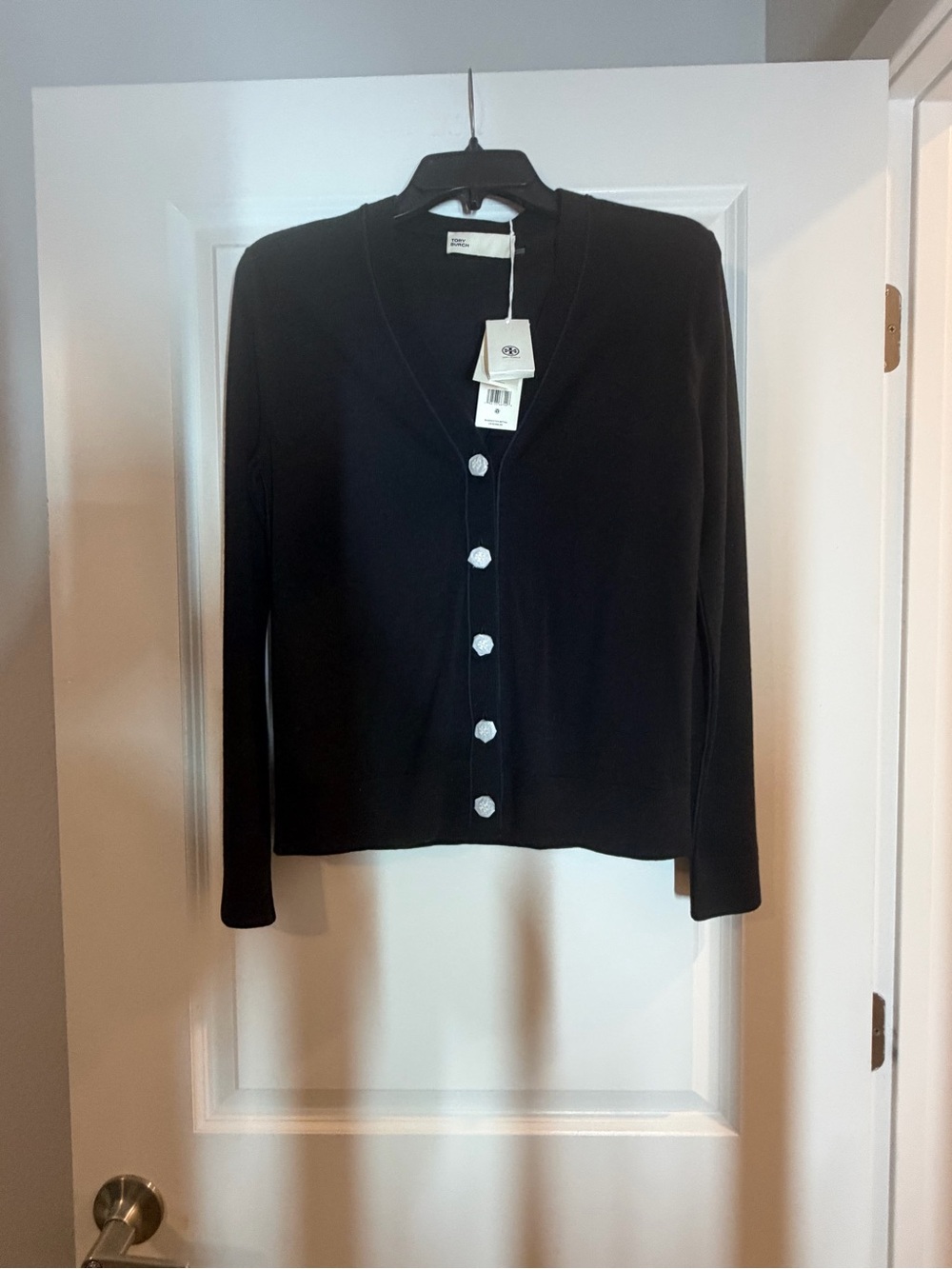 Tory Burch Black V-Neck Button Cardigan